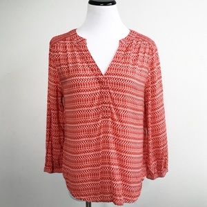 Red Geometric Hinge Blouse